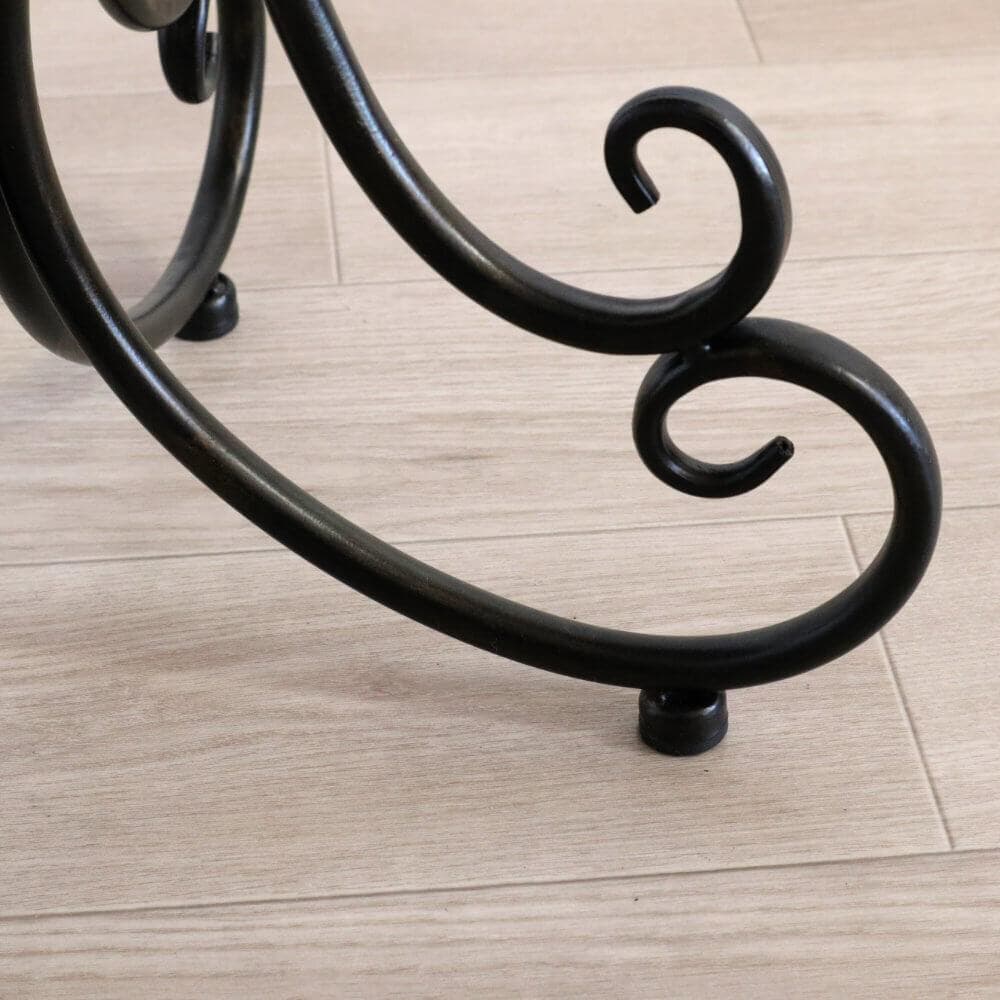 ★アンティーク調 スツール 椅子 花柄 アイアン レザー 丸椅子 アイアン