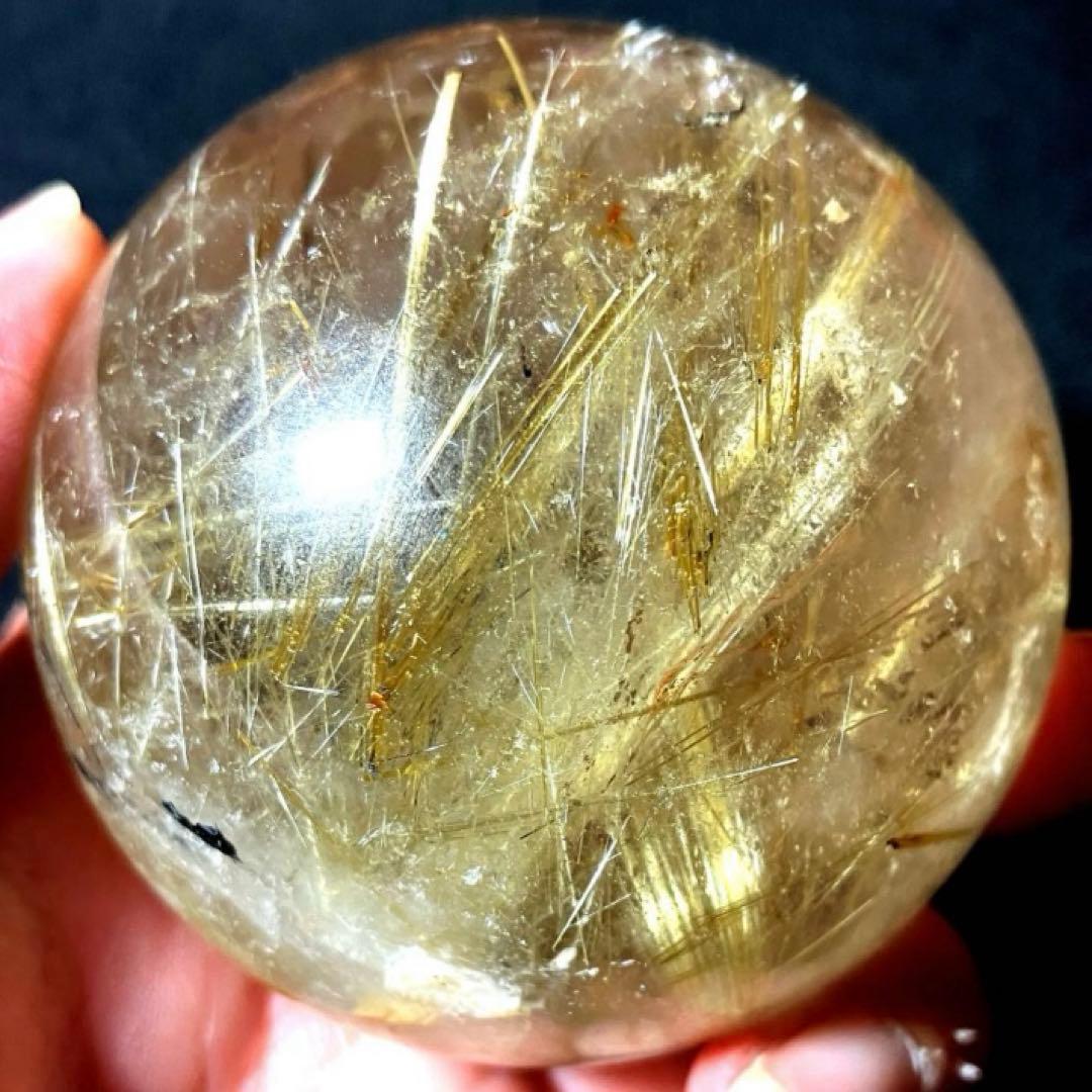 超大玉　63mm ゴールドタイチンルチルクォーツ　丸玉　スフィア　金針水晶