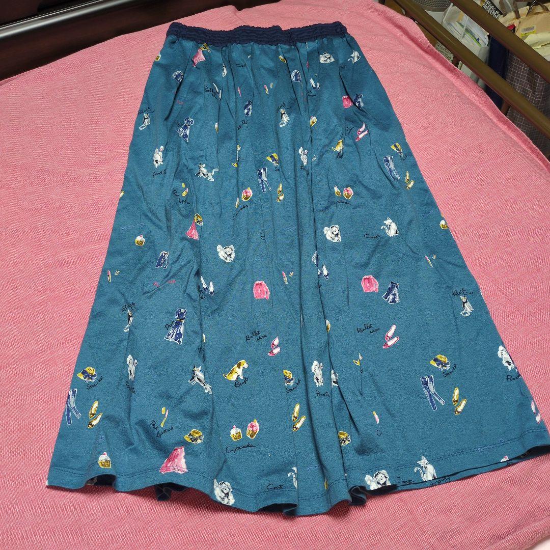 【レア物】【未使用美品】マドモアゼルノンノン　プリントスカート（DOG＆CAT）
