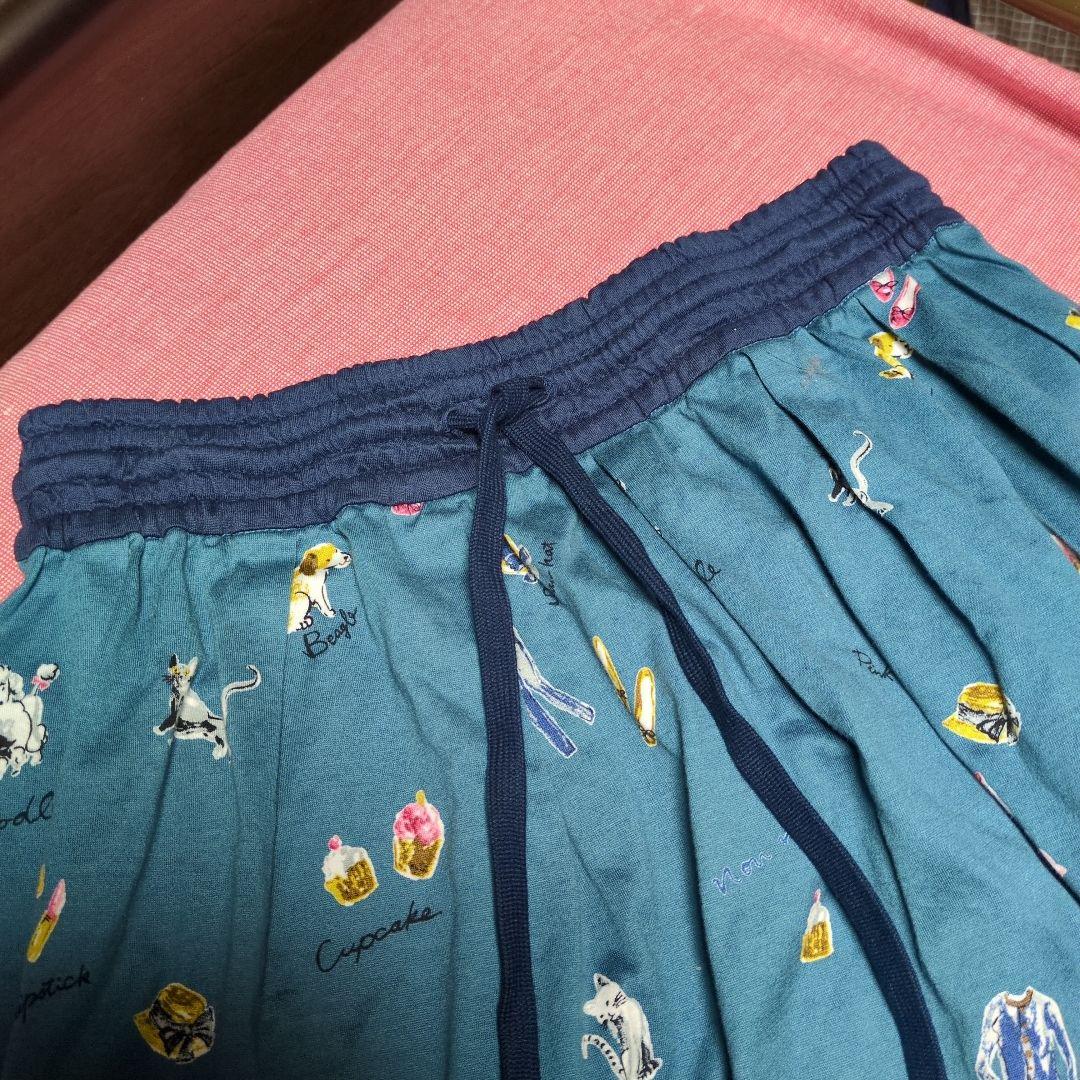 【レア物】【未使用美品】マドモアゼルノンノン　プリントスカート（DOG＆CAT）