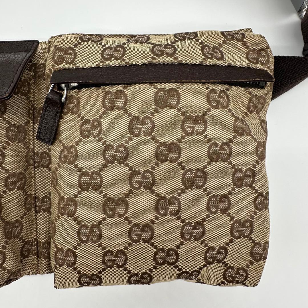 【極美品】GUCCI ボディバッグ ウエストポーチ GG キャンバス ブラウン