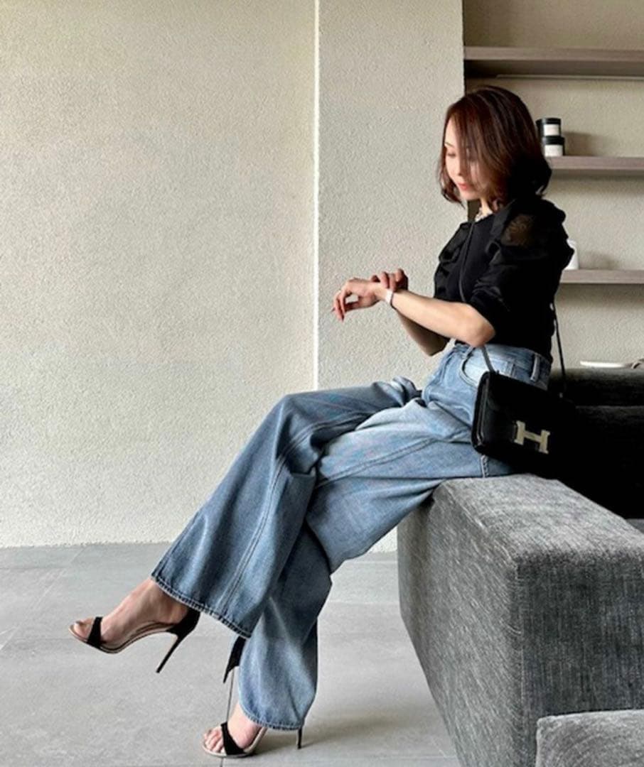 ダブルスタンダードクロージング×AKKO スリットヘムバギーパンツ デニム