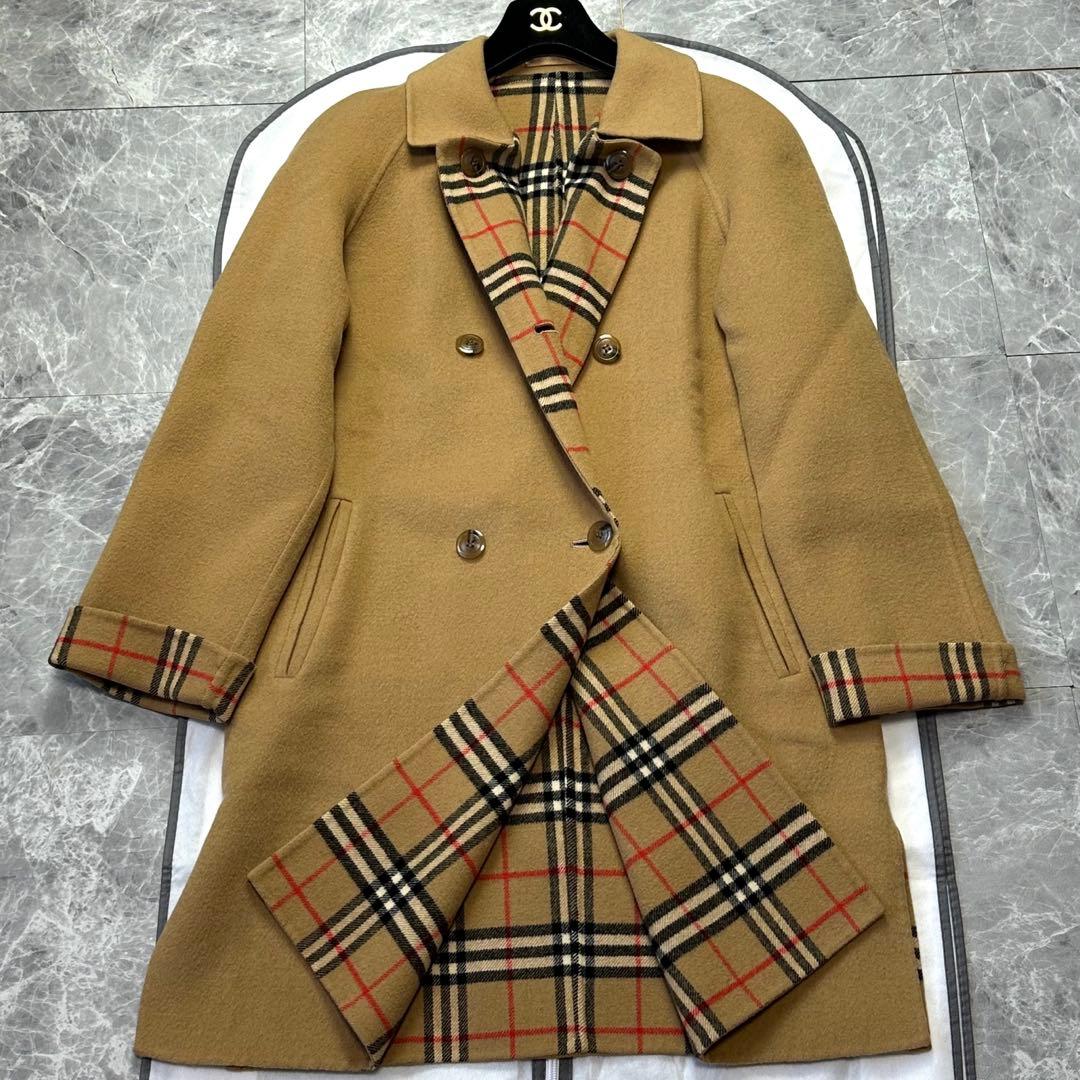 バーバリー♡カシミヤ　ダブルフェイスコート　ノバチェック ハニーベージュ
