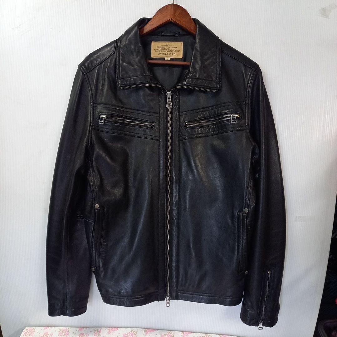 スーパー明日まで！AVIREX ブラック レザー 羊革ジャケット Lサイズ