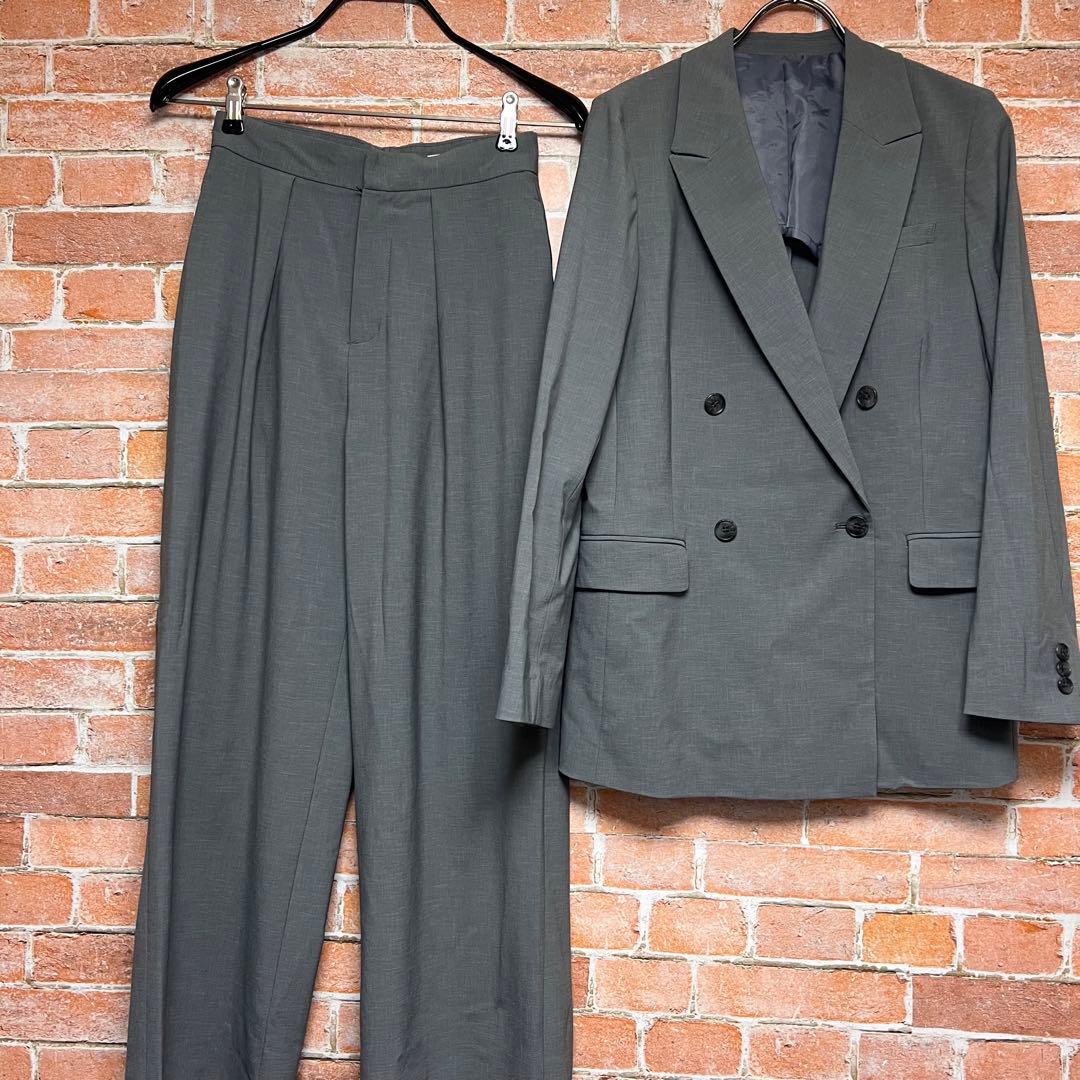 (現行品)スーツセレクト　ダブルスーツパンツセットアップ　洗える　ストレッチ