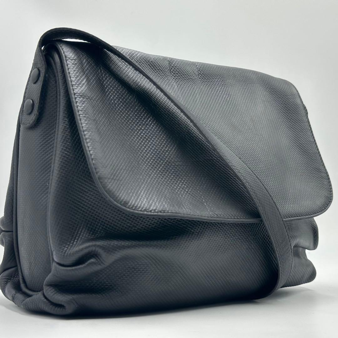 美品 ボッテガヴェネタ マルコポーロ メッセンジャーバッグ 斜め掛け PVC 黒