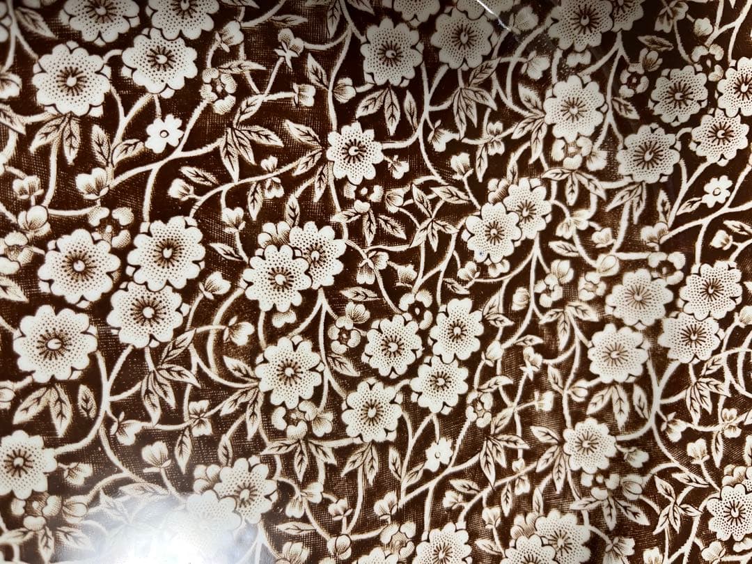 希少！ヴンテージ　ブラウンキャリコ大皿　27センチ　バーレイ