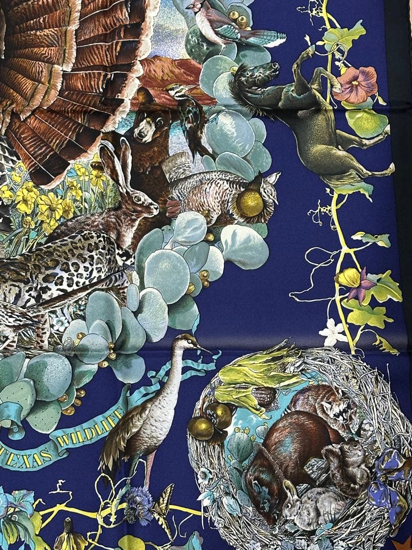 エルメス スカーフ カレ90 テキサス動植物図鑑 TEXAS WILDLIFE