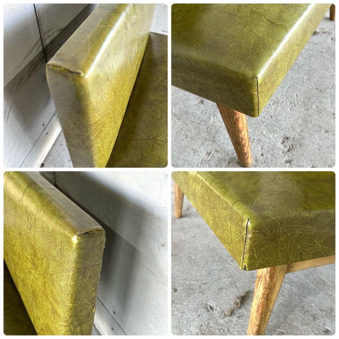 ✦1960-1970✦ 昭和レトロ 木製脚 ミッドセンチュリー ２人掛けソファー