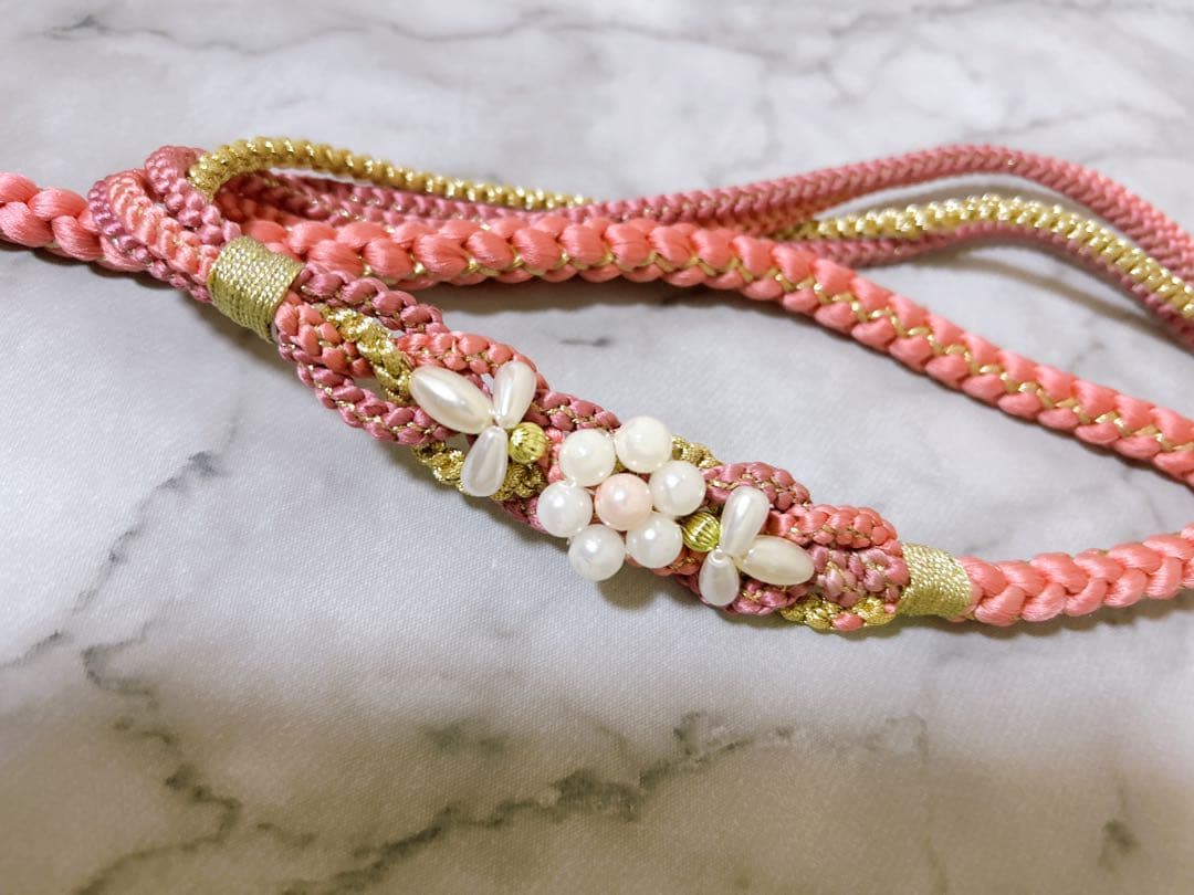 美品!!水色×ピンク♡七五三　7歳　女の子　フルセット一式　パール付帯締め