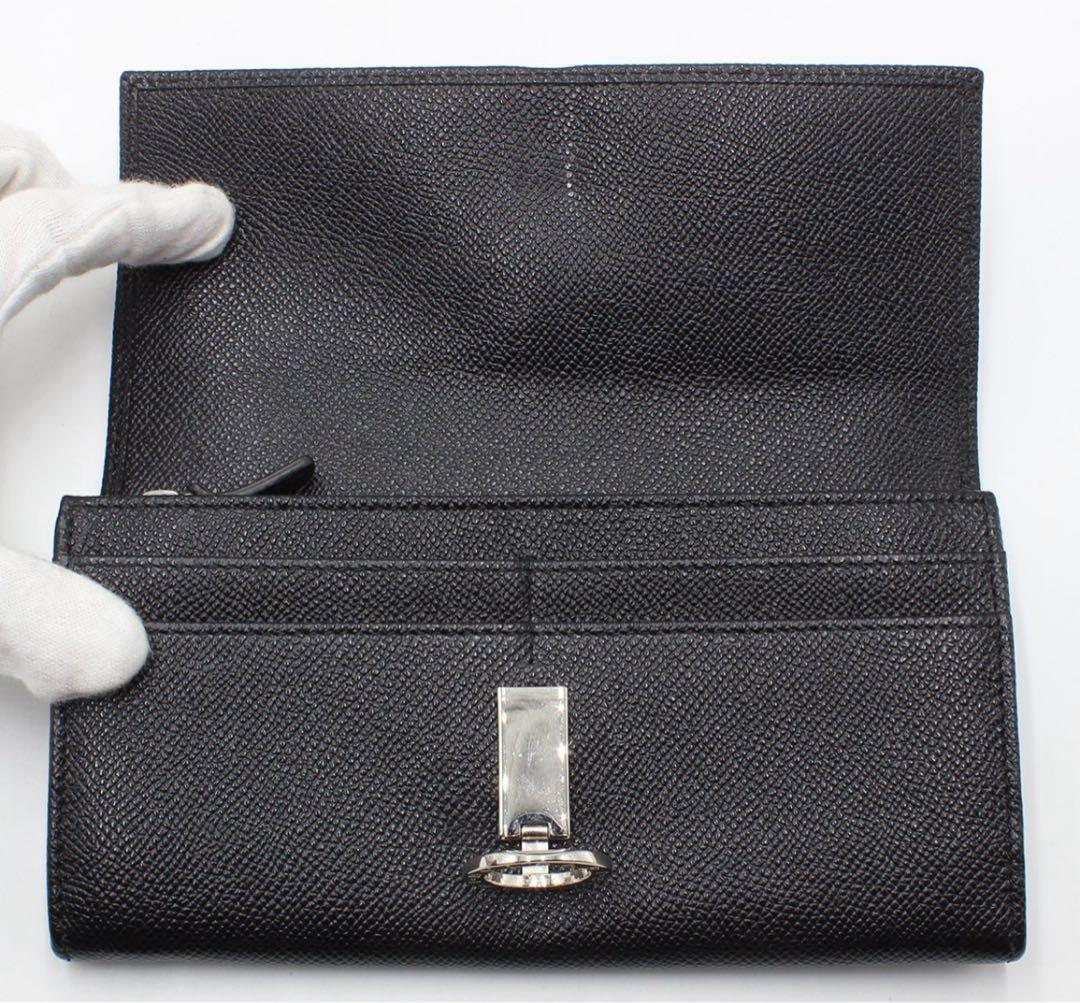 Q2695 美品 ブルガリ BB ロゴクリップ レザー 二つ折長財布