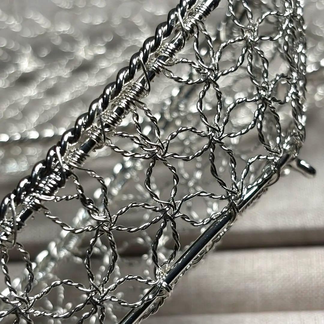 未使用品銀座和光銀仕上げカゴ編みおしぼりトレー