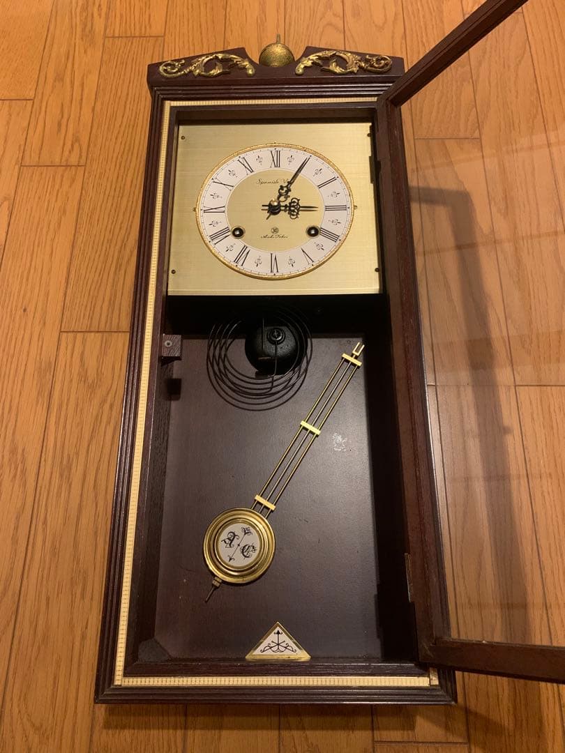 中古Aichi Tokei spanish vela振り子時計 ゼンマイ式柱時計