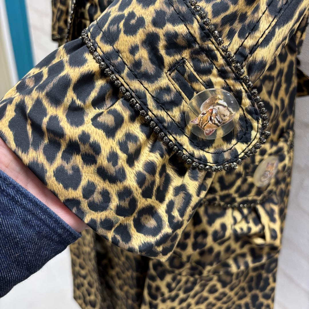 ★美品★ 伊太利屋 ヒョウ柄 トレンチ Mサイズ 日本製