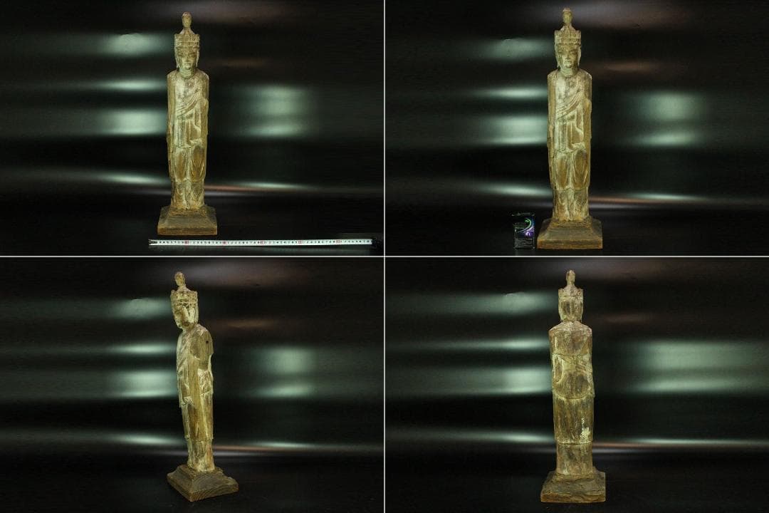 仏教美術 木彫 十一面観音 古 仏像 時代物(K-YC395)