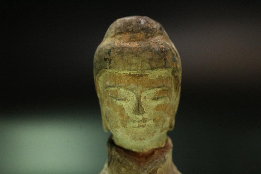 仏教美術 木彫 十一面観音 古 仏像 時代物(K-YC395)