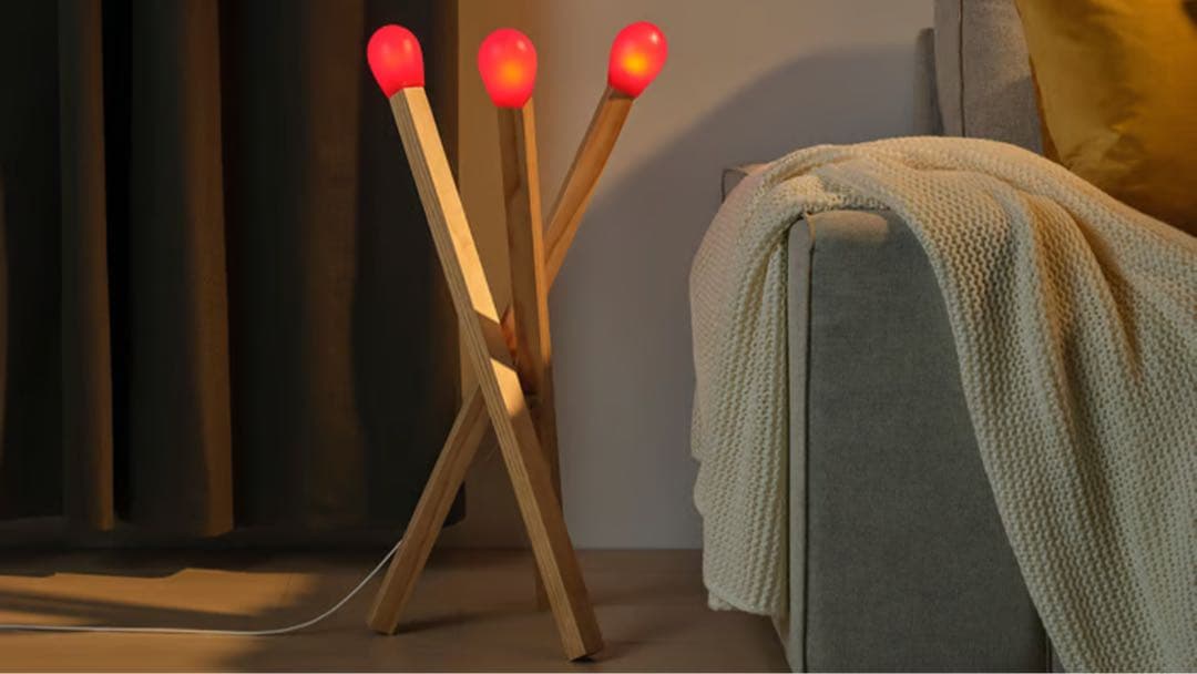 IKEA STRÅLA ストローラ LEDフロアランプ　マッチ棒　木製　限定照明