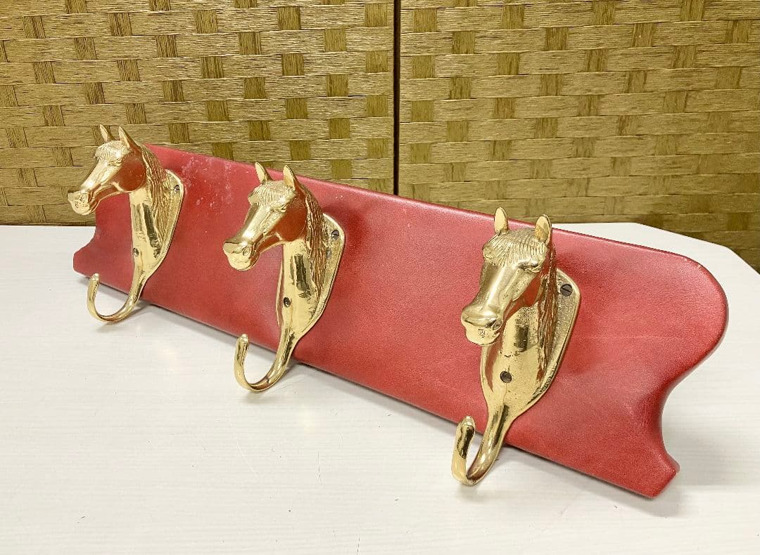 現状品 希少 バロッサバレンティ 壁掛けフック 馬 真鍮 3連フック