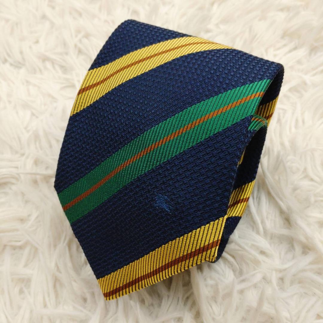 【タグ付き未使用】 バーバリー 高級シルクネクタイ ストライプ柄 ネイビー