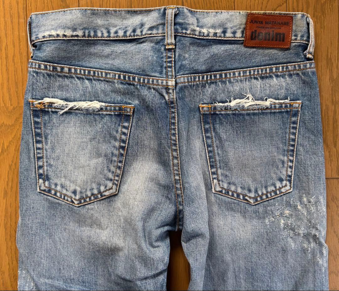 ジュンヤワタナベ　コムデギャルソン　デニム　ジーンズ　ペイント　ダメージ