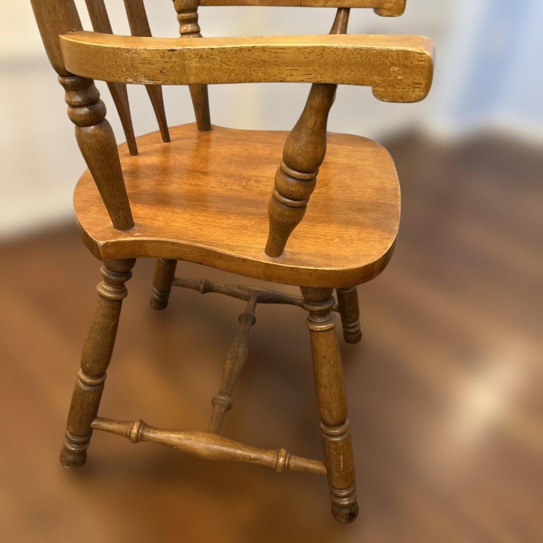 ジャンク・アンティーク家具・木製スピンドルバックチェア・アメリカンカントリー