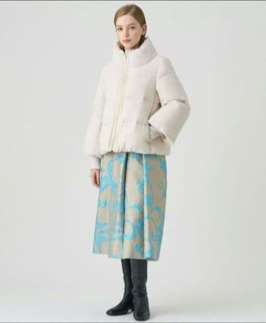 【新品】ANAYI アルパカシャギーダウンコート アイボリー36