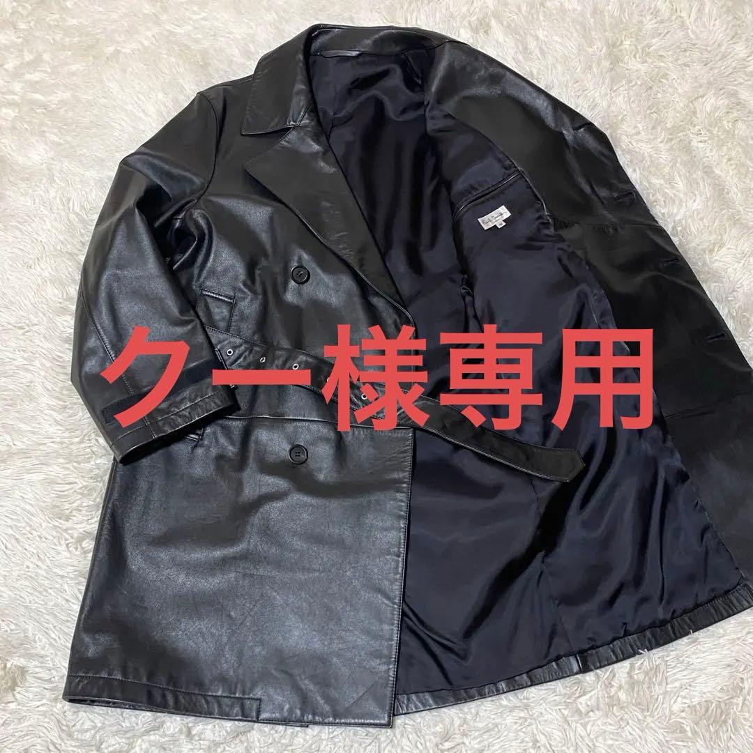 美品✨Paul smith トレンチコート 牛革 レザー 黒 ベルト M