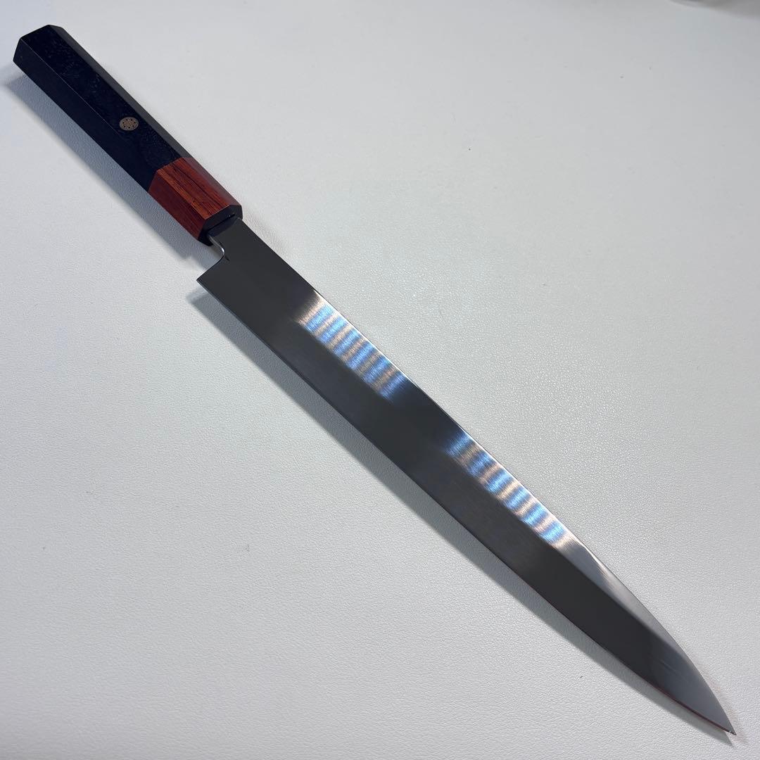 270mm 柳刃包丁 鏡面 黒檀紫檀八角柄 刺身包丁 全鋼、