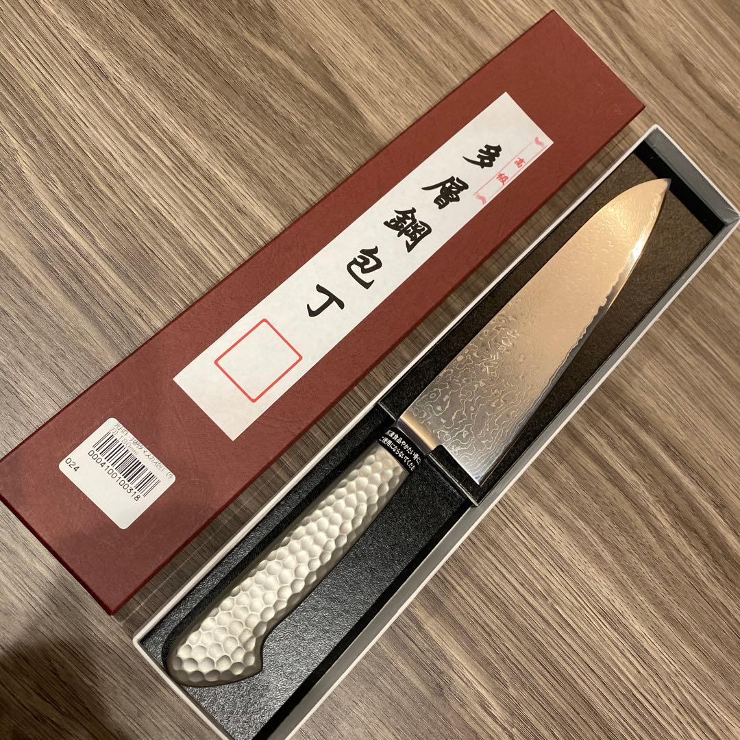 千葉刃物光月作牛刀共柄ダマスカス包丁180ミリ
