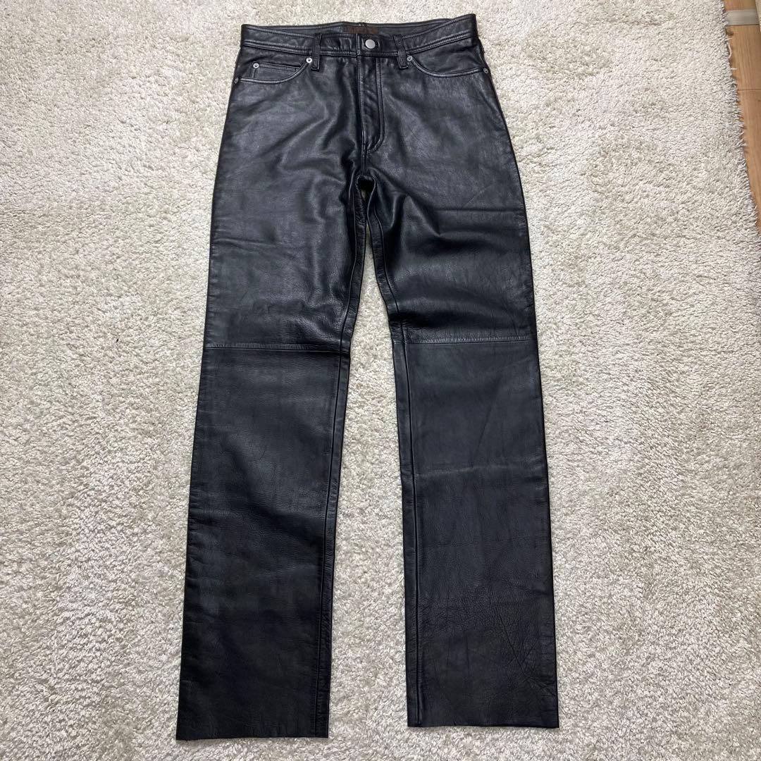 美品　レザーパンツ　82㎝　(w32) ブラック　牛革　裏地　FEDI メンズ