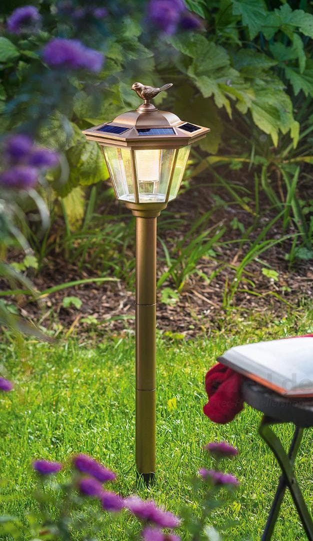 屋外 電球色 ガーデンライト２個 防水 小鳥模様 ランタン型