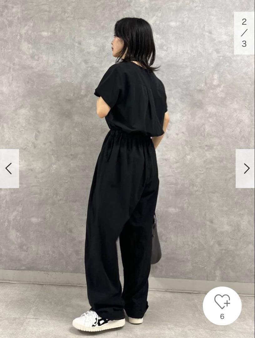 URBAN RESEARCH DOORS フレンチスリーブコンビネゾン　ブラック