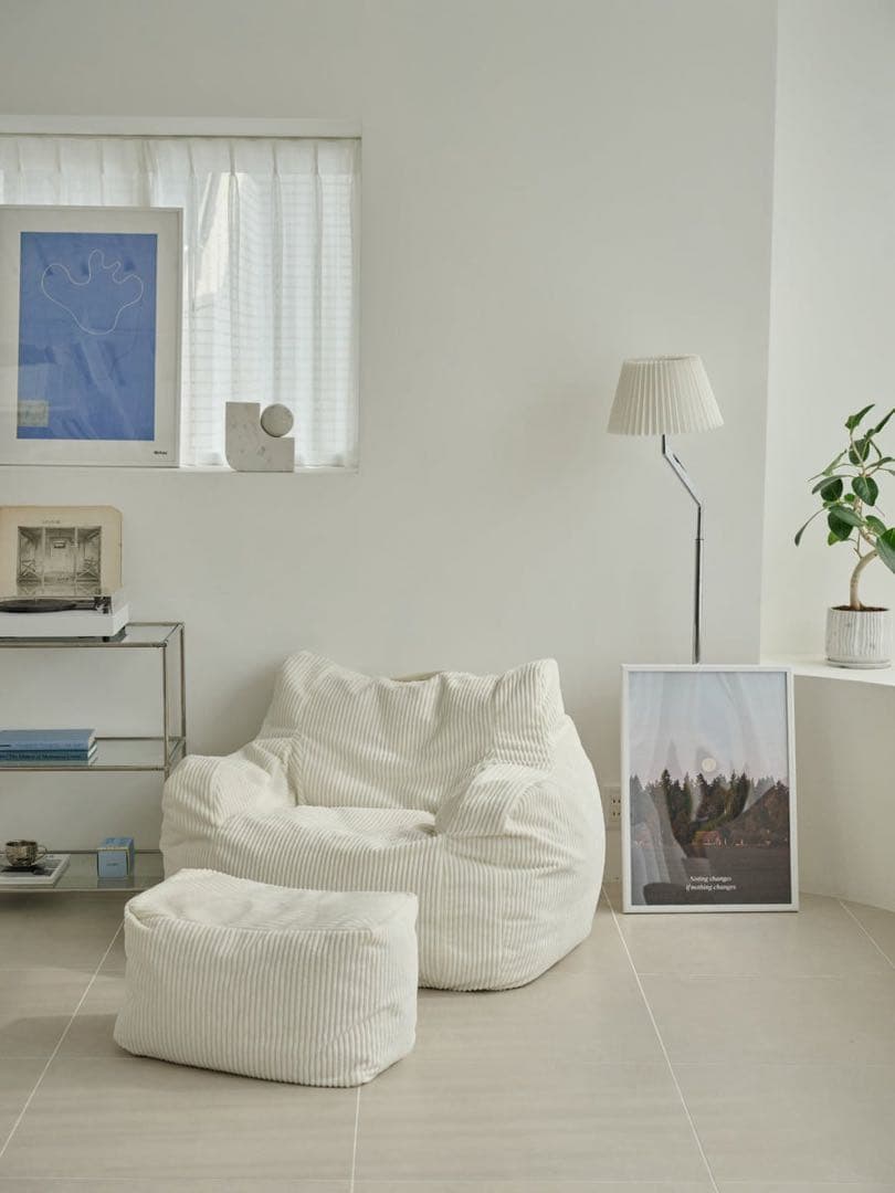 【ichi様】LOOSY HUGME 1人掛けビーズソファ オットマン付き