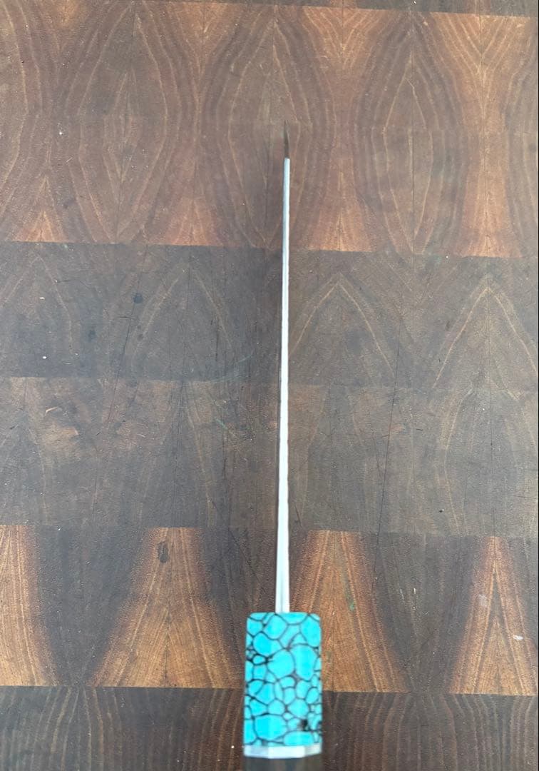 黒崎優　風神　文化(切付) 165mm 包丁　粉末ハイス　ウエンジ柄ターコイズ桂