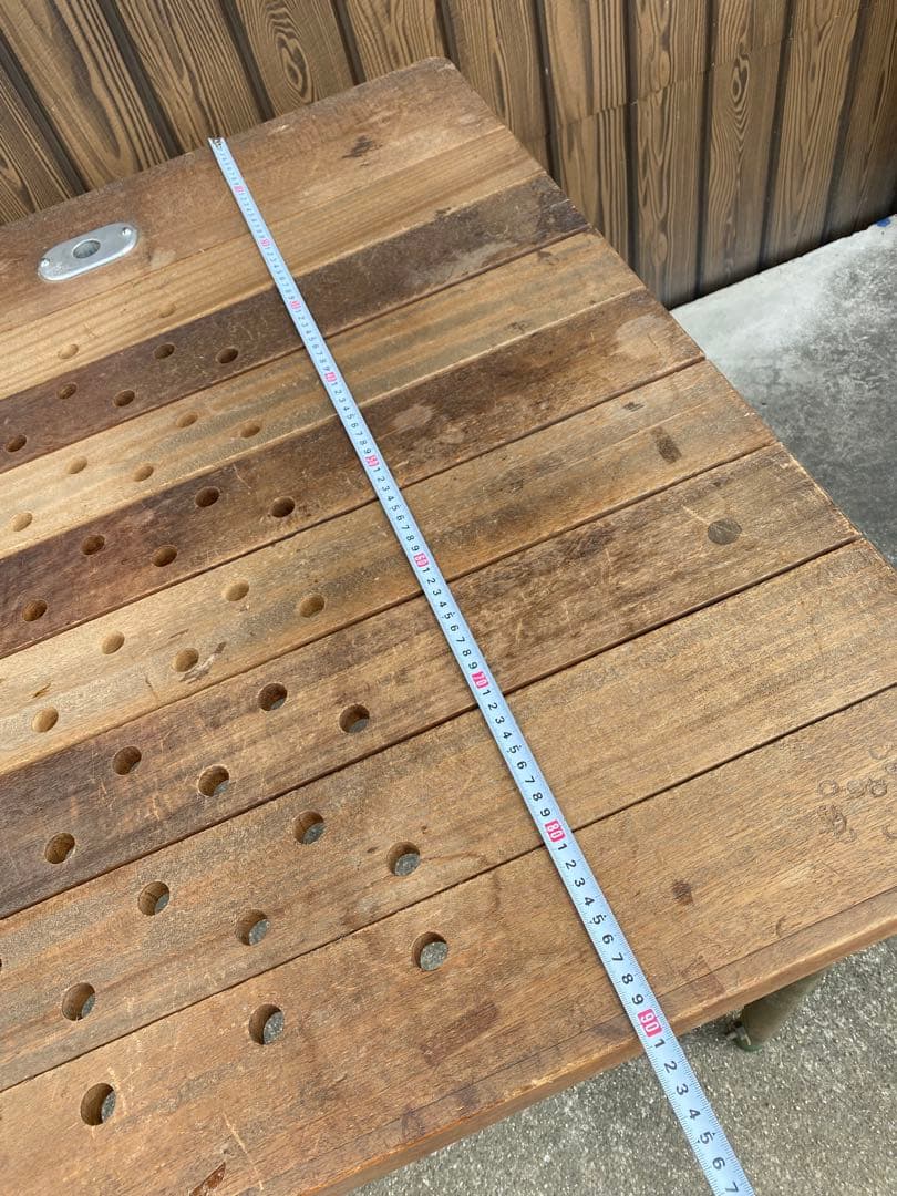 ワークテーブル　ローテーブル　アイアンウッド　鉄脚　作業台　ヴィンテージ