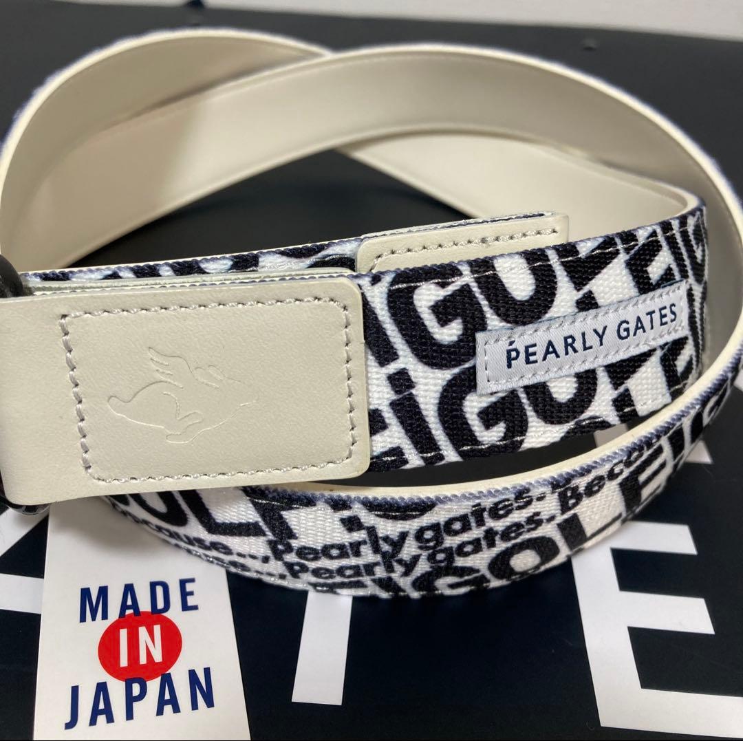新品 パーリーゲイツ ゴルフロゴプリントテープベルト 白 UNISEX 日本製