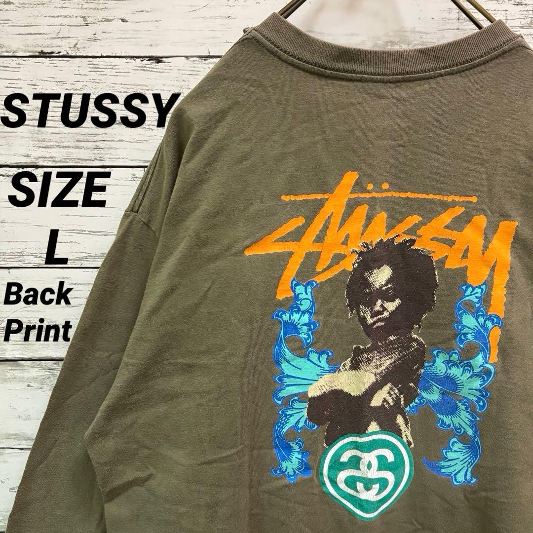 【激レア】00s 紺タグ ステューシー ロンT フォトプリント ストックロゴ L