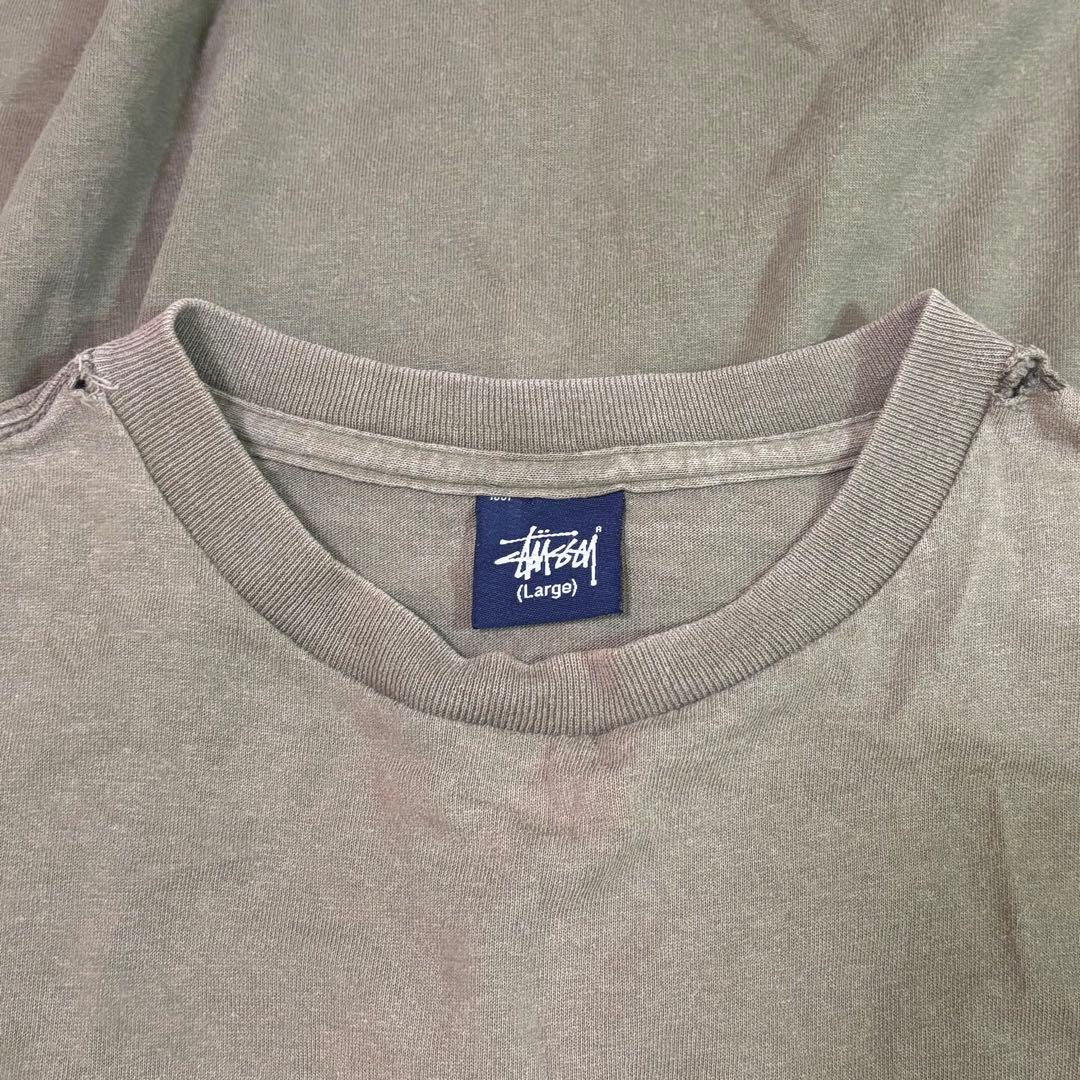 【激レア】00s 紺タグ ステューシー ロンT フォトプリント ストックロゴ L