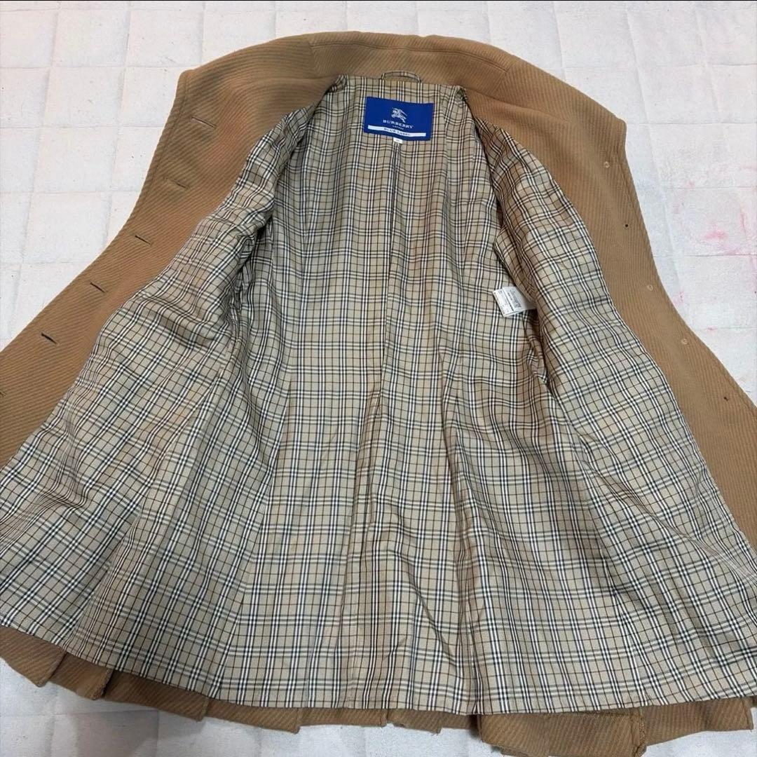 Y049 バーバリーブルーレーベル　ノバチェック　金ボタン　プリーツ　ロング