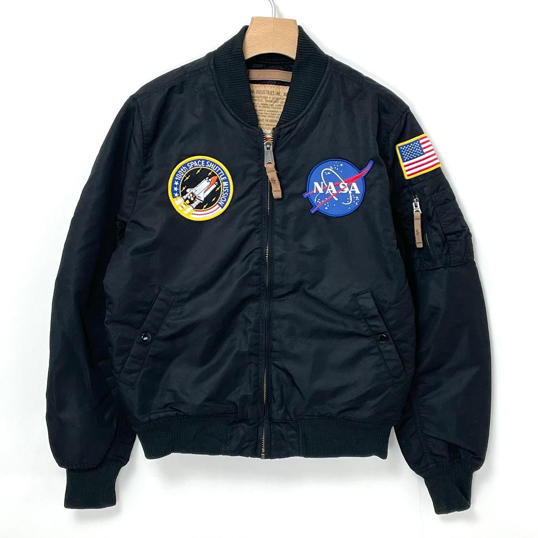 ち*げ様 ALPHA INDUSTRIES ブラック NASAフライトジャケット