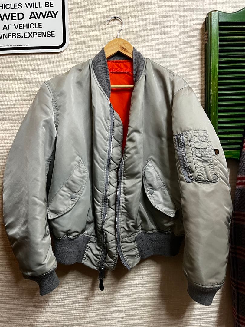 希少 80's 90's alpha made in USA MA-1 シルバー