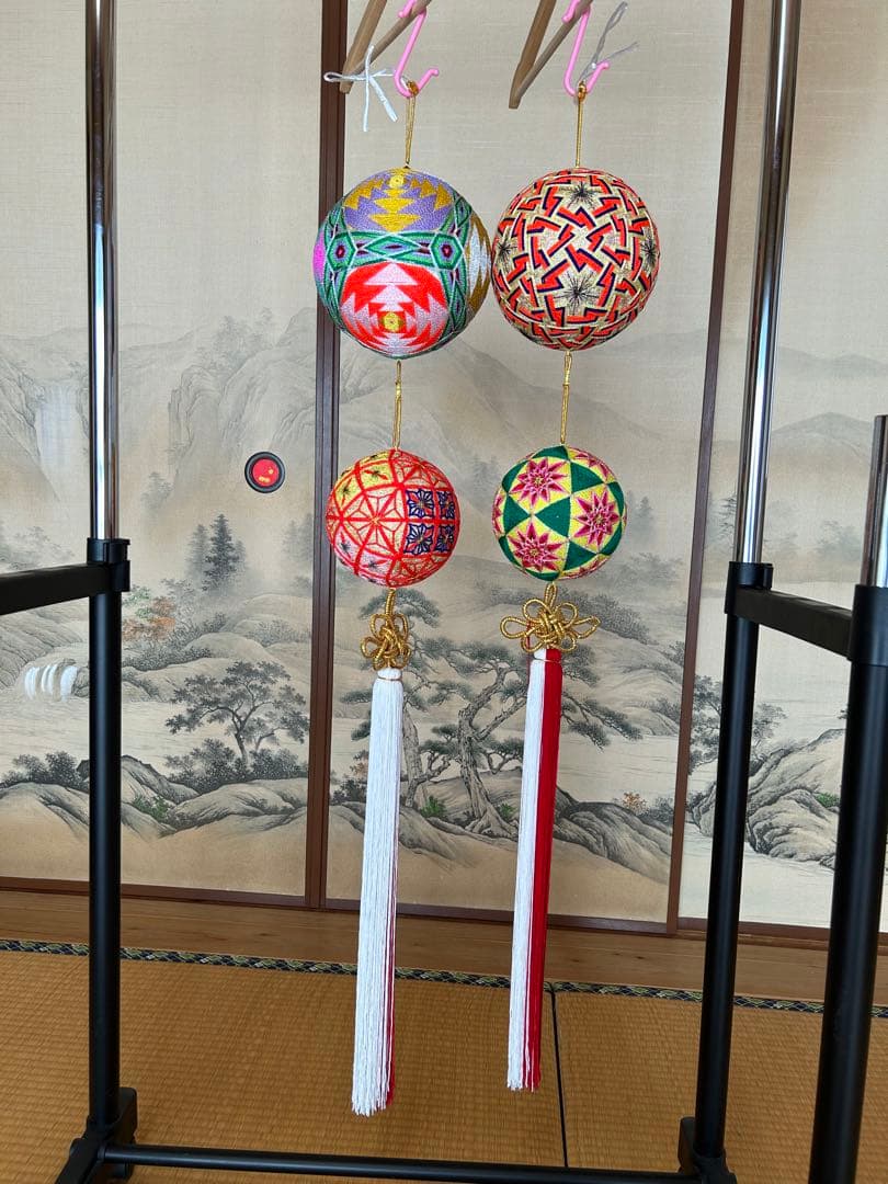 【本場　柳川まり】特大 二段吊り飾り 2点セット（対） 伝統工芸品 雛祭り