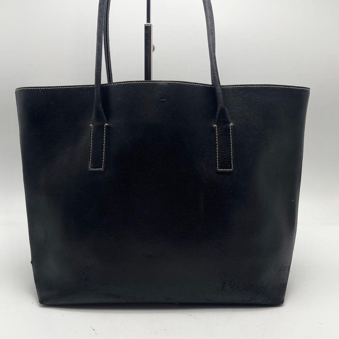 希少 プラダ レザー トートバッグ 三角プレート ブラック