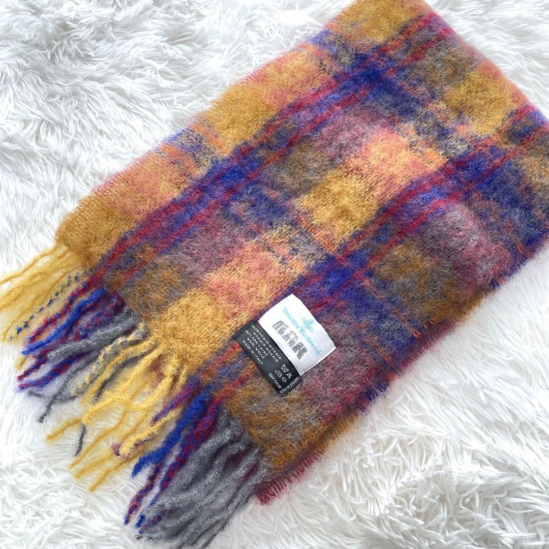 ヴィヴィアンウエストウッドマン タータンチェック柄モヘアマフラー