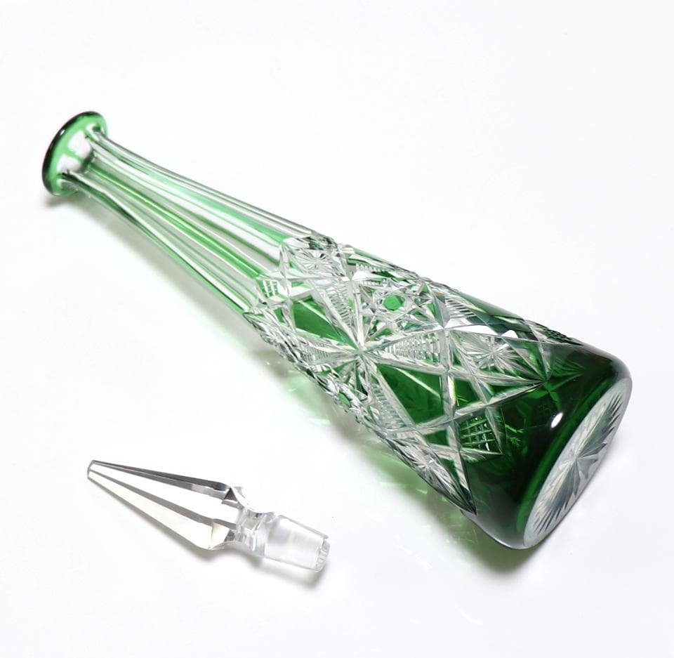 オールド・バカラ 最上級モデル ラグニー 緑色被せ 大型 カラフ アンティーク