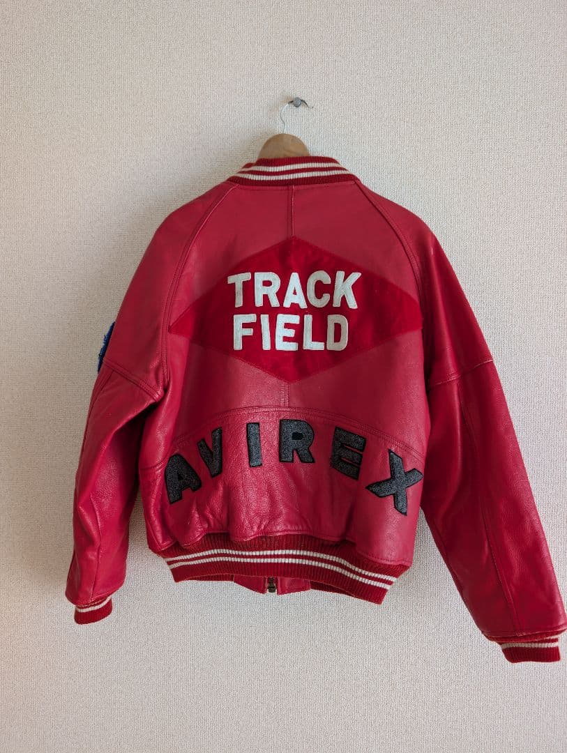 AVIREX 赤 レザージャケット TRACK FIELD　サイズS