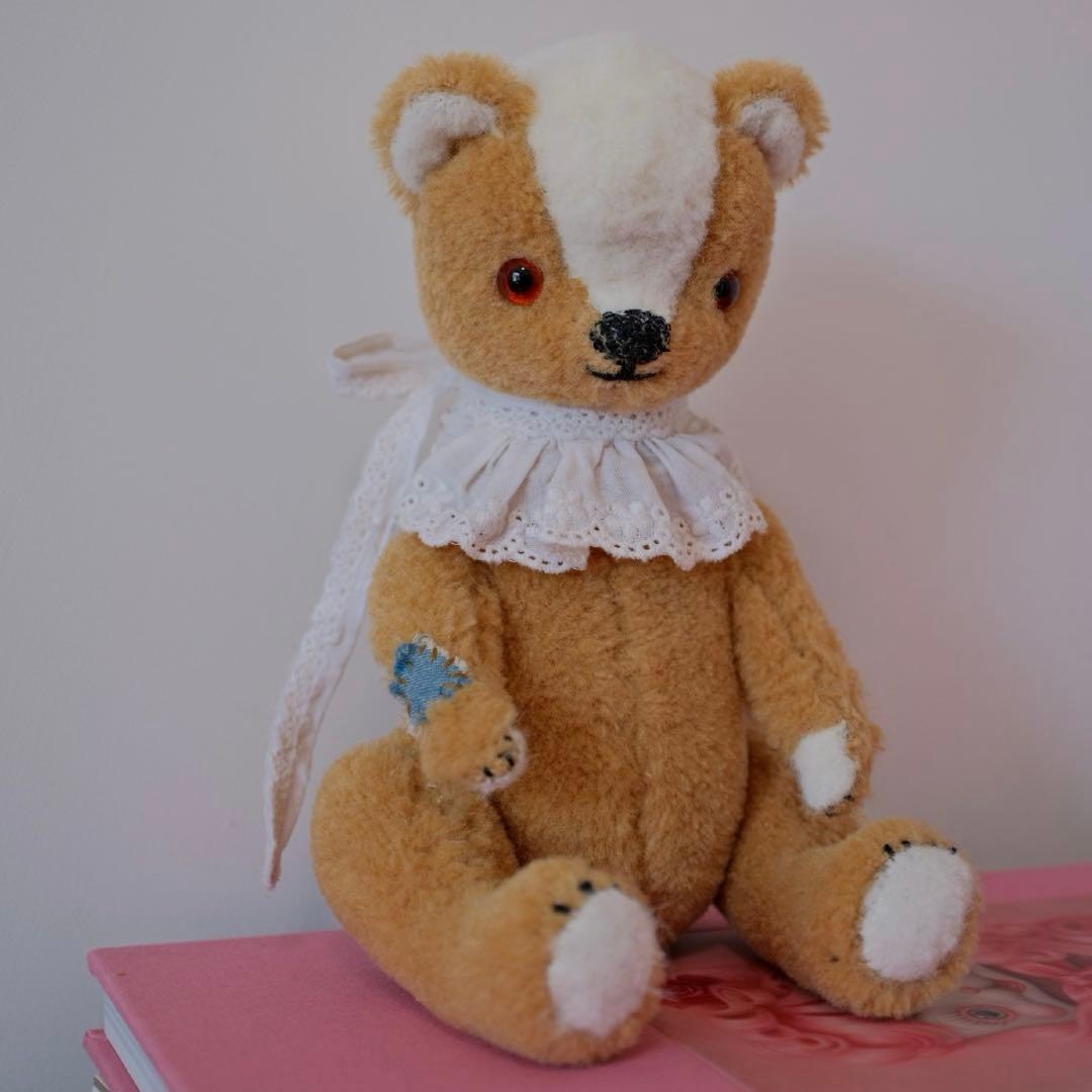 ミックスカラーテディベア ヴィンテージライク ぬいぐるみ 海外作家 ハンドメイド