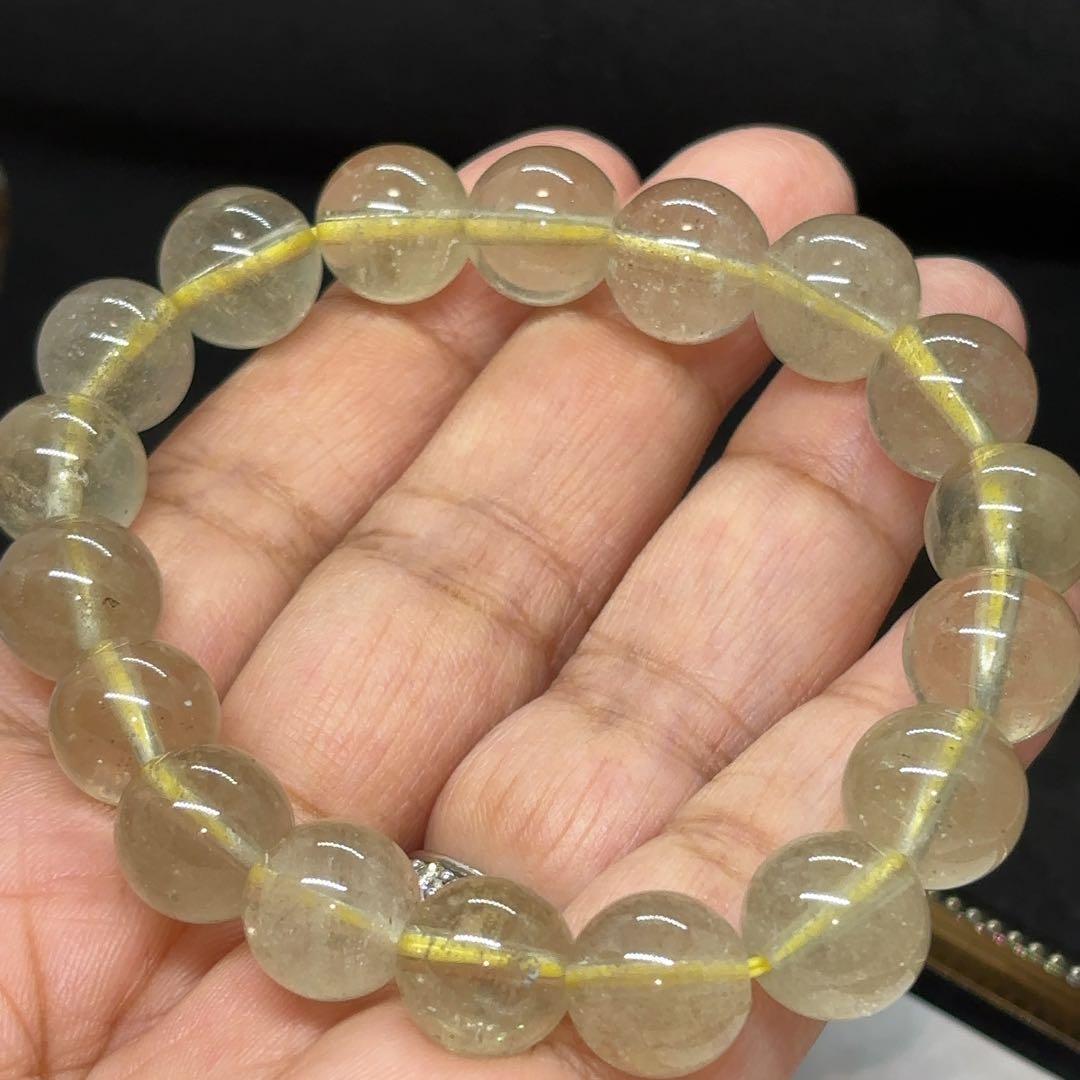 リビアングラス　鑑別書付　クリストバライト　砂入り ブレスレット　4Aランク