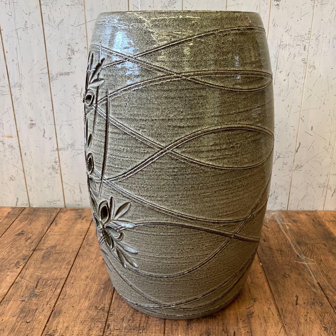 昭和レトロ 陶器製 傘立て 花柄 インテリア 玄関 置物 飾り オブジェ