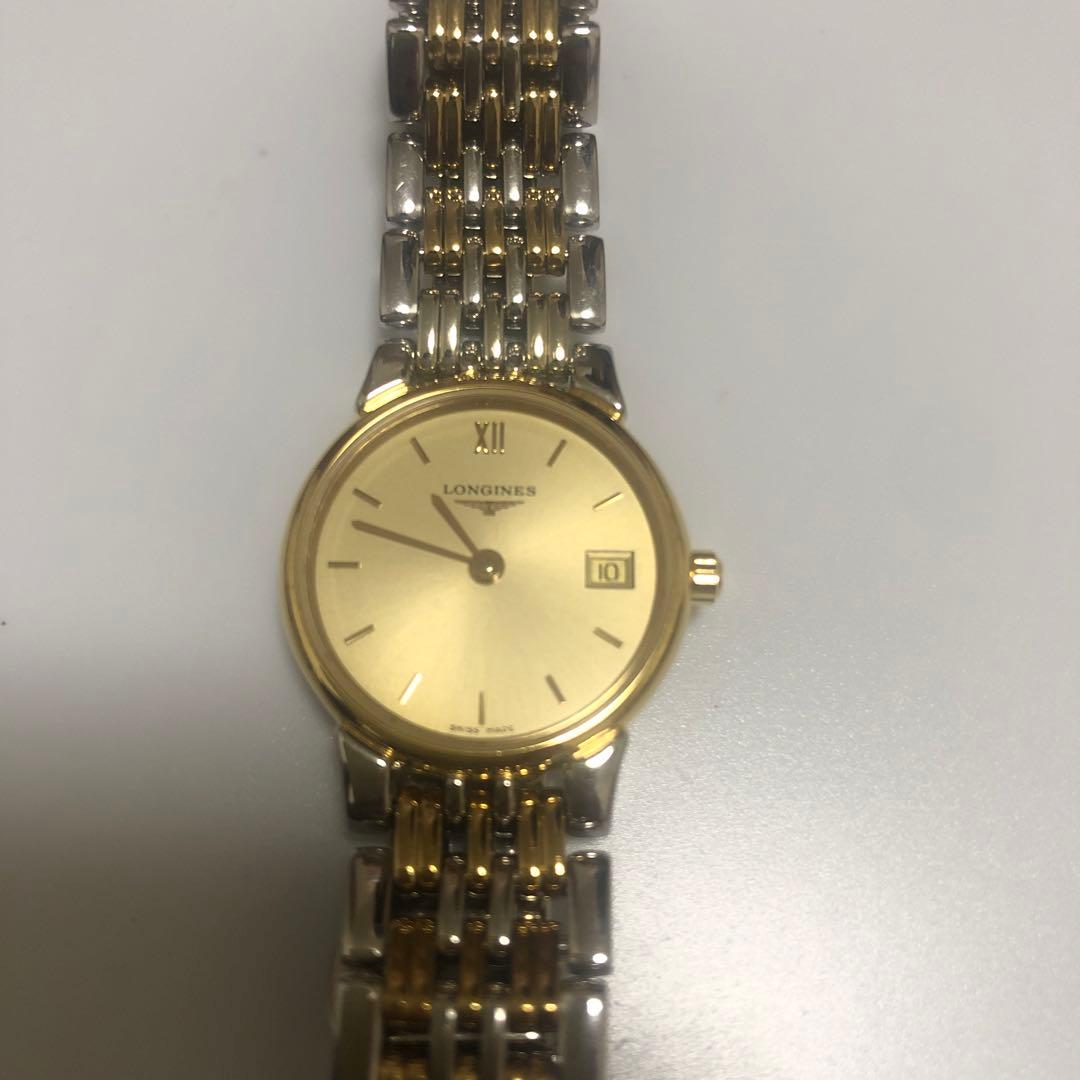 ロンジン グランドクラシック コンビ 腕時計 レディース ゴールド文字盤